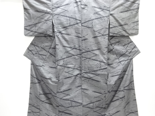 JAPANESE KIMONO / DORO OSHIMA TSUMUGI (9 maruki) / WOVEN BAMBOO & IVY